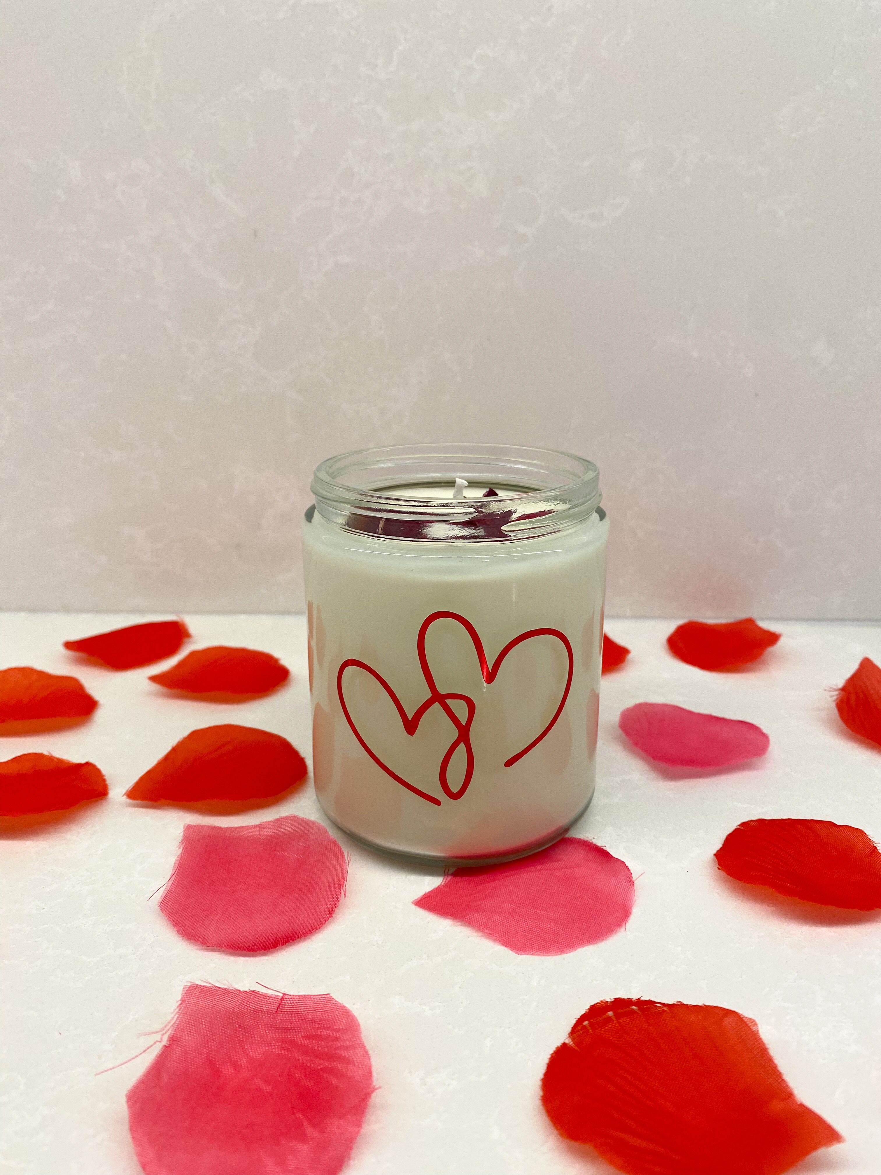 two heart mason jar candle
